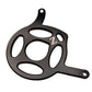 Yozma IN 10 motor cover in black, flat view of the oval cutouts, Z logo and both mounting arm bolt holes